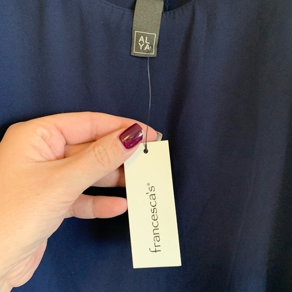 NWT Francesca’s Navy blue sheer like strap dress - Picture 7 of 9